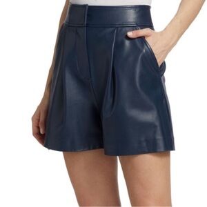 Navy Veronica Beard Vegan Leather Shorts